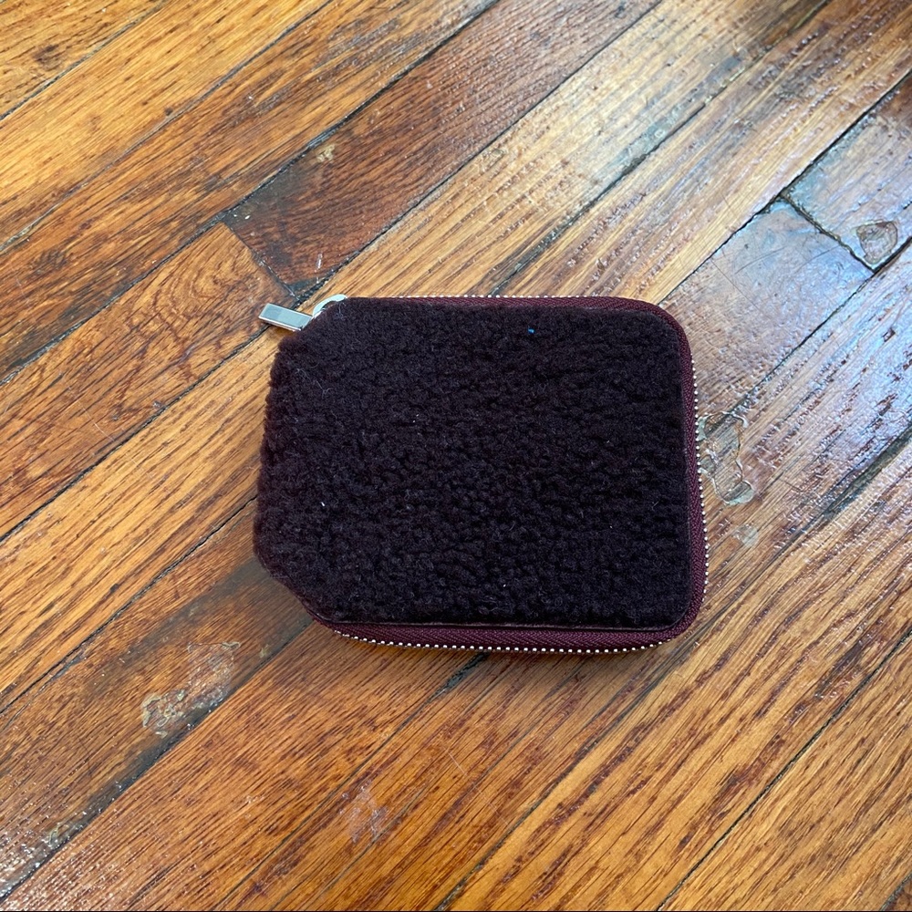 Theory shearling zip wallet